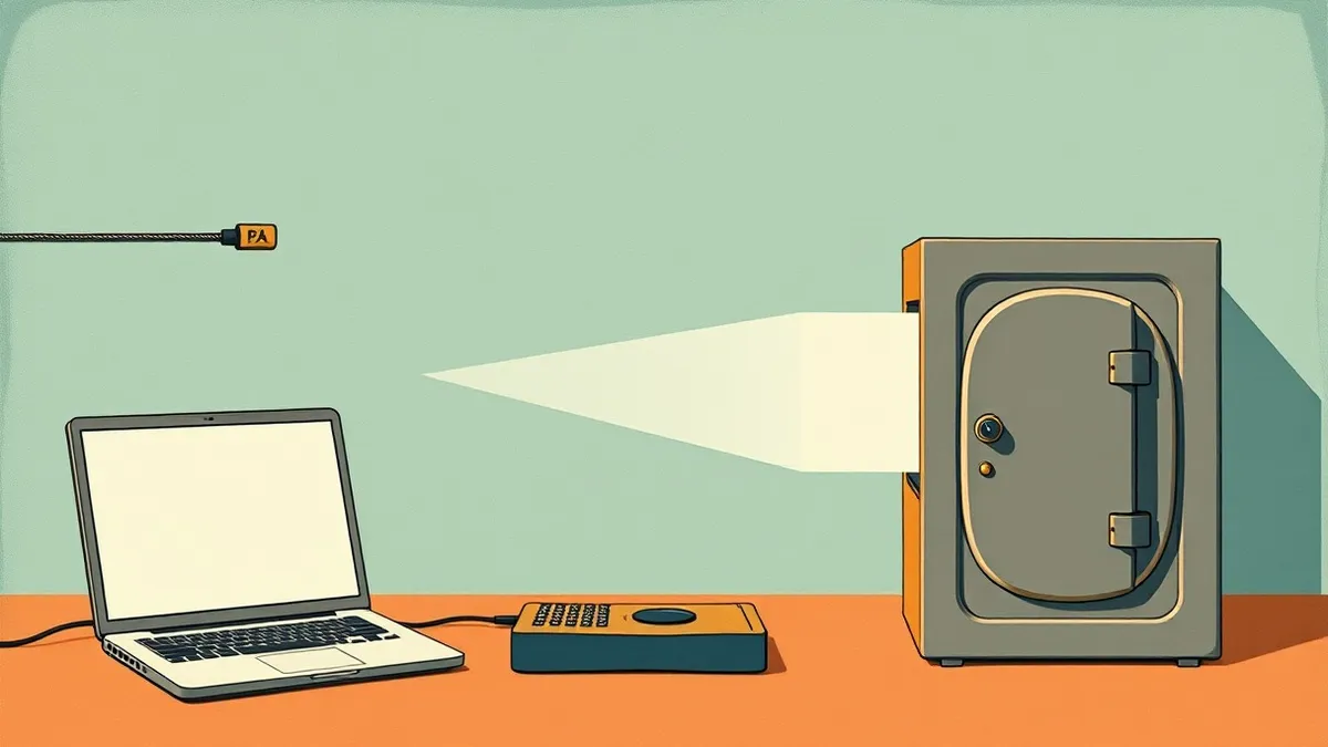 Illustration: A clean, minimalist diagram shows a single data packet traveling along a wire.