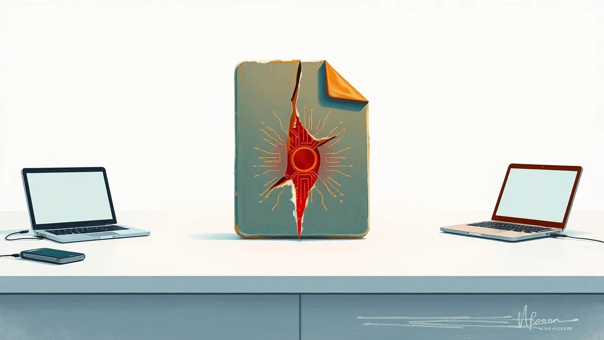 Illustration: A stylized, abstract image file icon sits on a clean white surface.