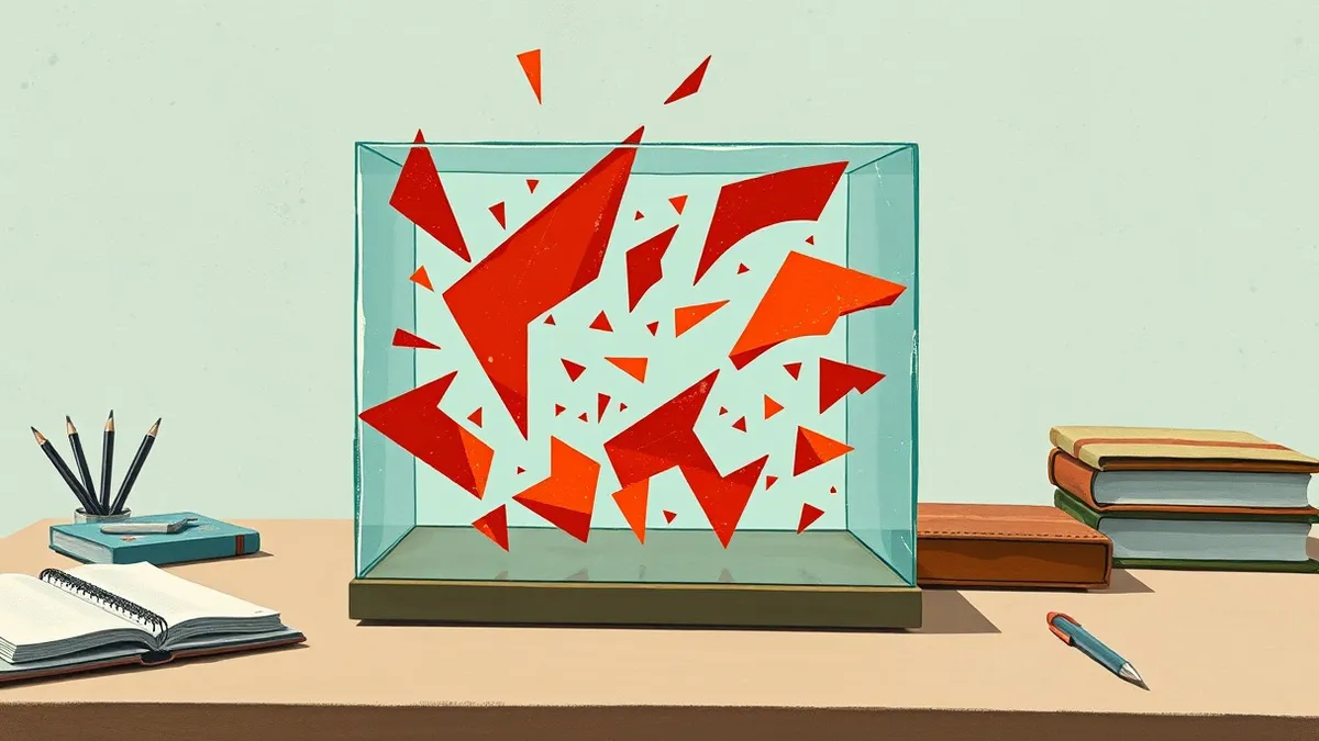 Illustration: A translucent glass box sits on a clean desk surface.