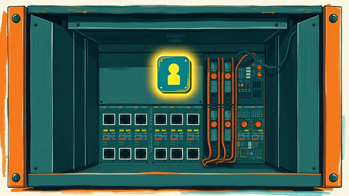 Illustration: A sleek server chassis sits open, revealing empty slots where network interface cards should be.