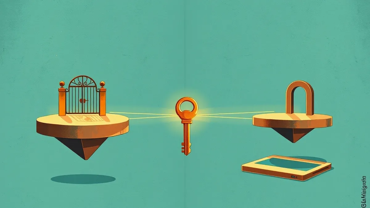 Illustration: A single glowing key floats in the center of the frame.