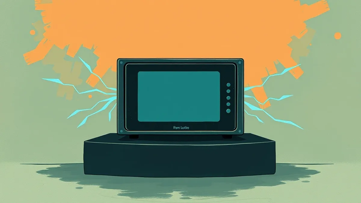 Illustration: A sleek, minimalist firewall appliance sits isolated on a dark pedestal.