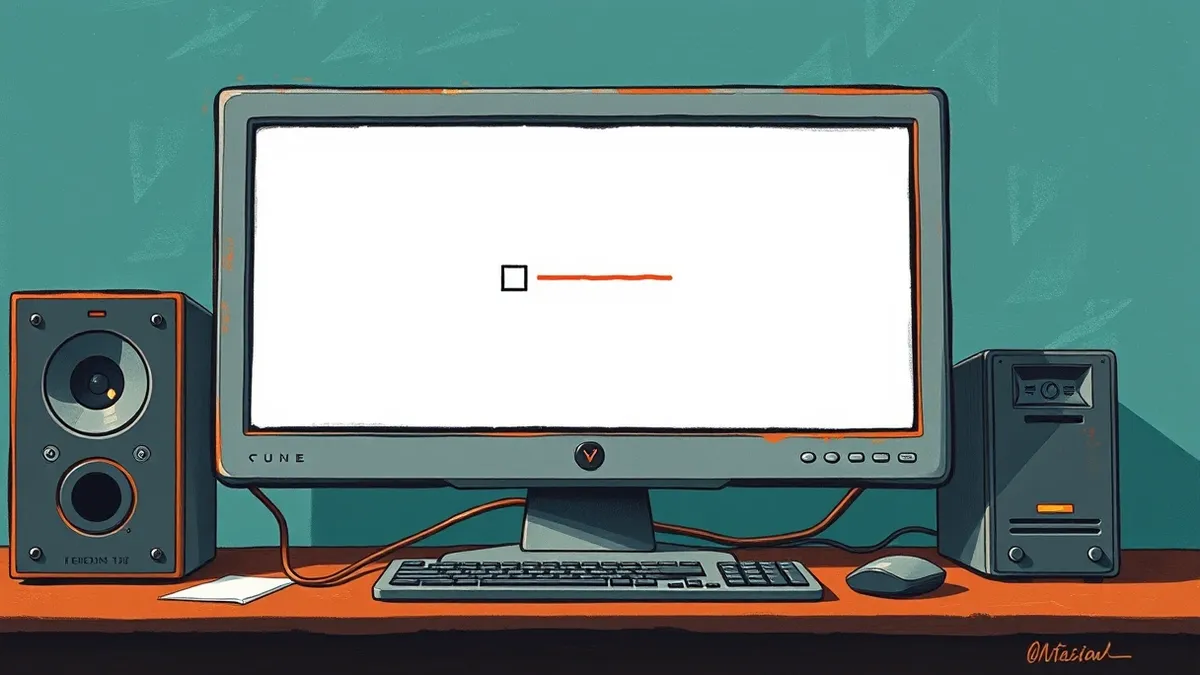Illustration: A sleek server terminal sits on a desk, its blank monitor displaying a simple web interface with a single unchecked box.